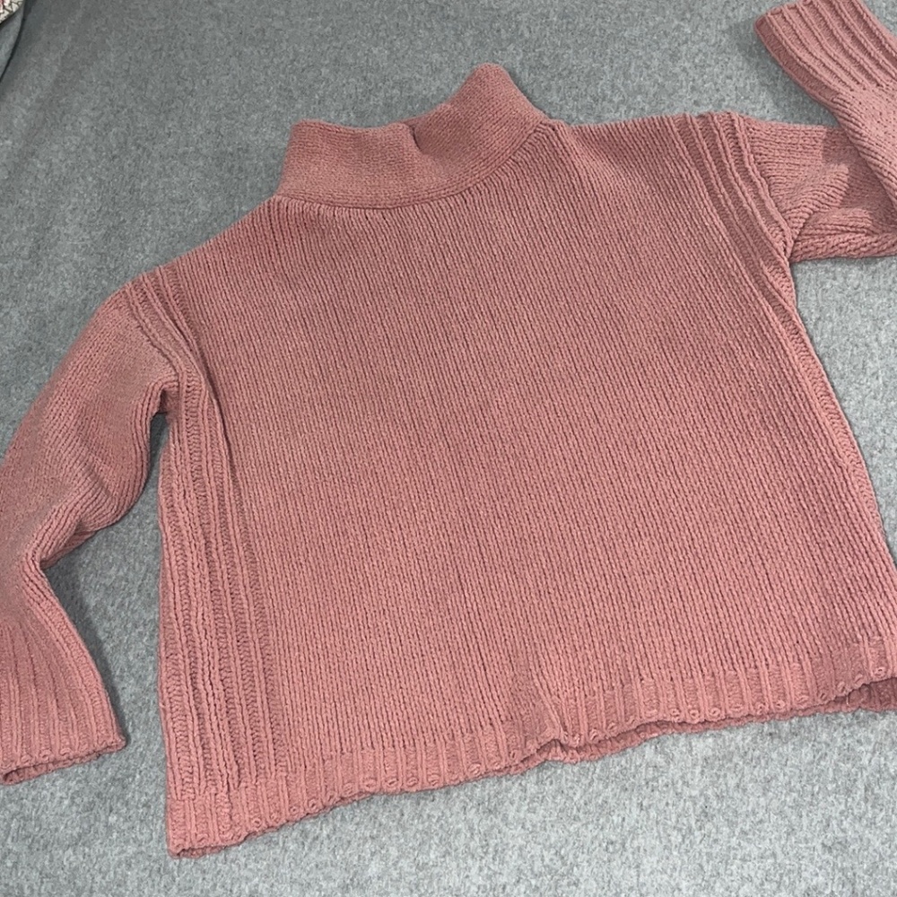 Womens Philosophy Pink Mock Sweater XS Chenille Boxy Academia Preppy